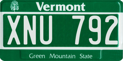 VT license plate XNU792