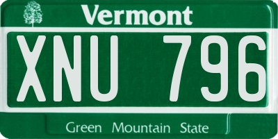 VT license plate XNU796