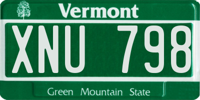 VT license plate XNU798
