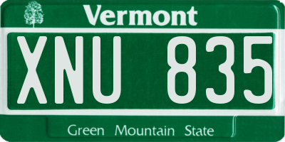 VT license plate XNU835