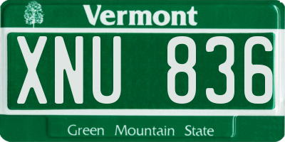 VT license plate XNU836