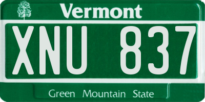 VT license plate XNU837