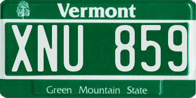 VT license plate XNU859