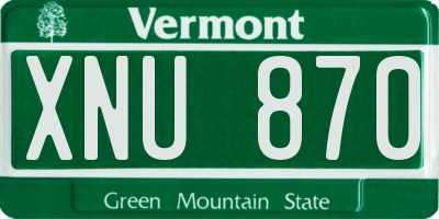 VT license plate XNU870