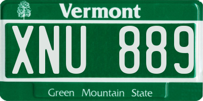 VT license plate XNU889