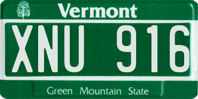 VT license plate XNU916