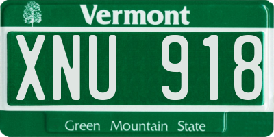 VT license plate XNU918