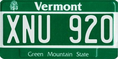 VT license plate XNU920