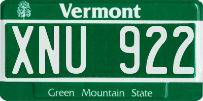 VT license plate XNU922