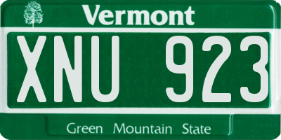 VT license plate XNU923