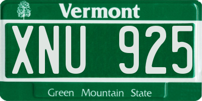 VT license plate XNU925
