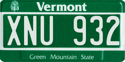 VT license plate XNU932