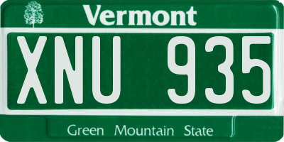 VT license plate XNU935
