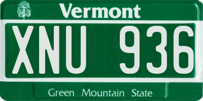 VT license plate XNU936