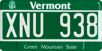 VT license plate XNU938