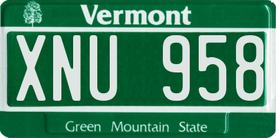 VT license plate XNU958
