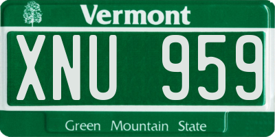VT license plate XNU959