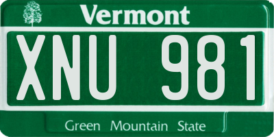VT license plate XNU981