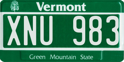 VT license plate XNU983