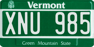 VT license plate XNU985