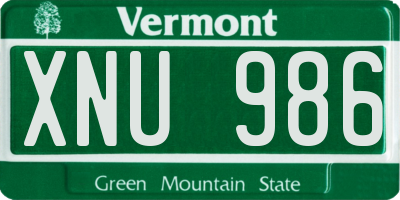 VT license plate XNU986