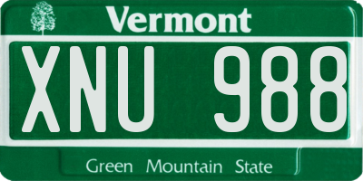 VT license plate XNU988