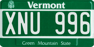 VT license plate XNU996