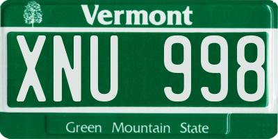 VT license plate XNU998