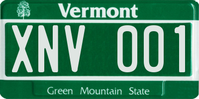 VT license plate XNV001