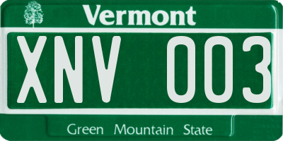VT license plate XNV003