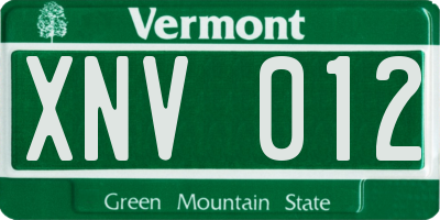 VT license plate XNV012