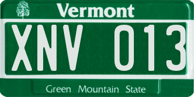 VT license plate XNV013