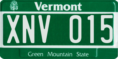 VT license plate XNV015