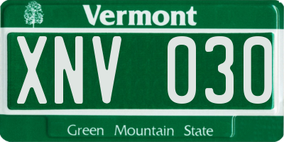VT license plate XNV030