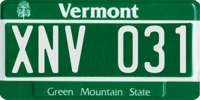VT license plate XNV031