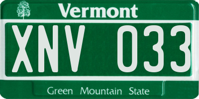 VT license plate XNV033