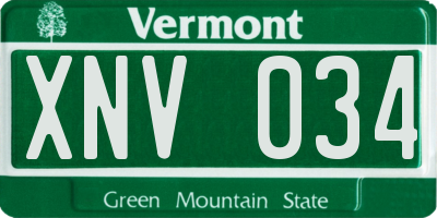 VT license plate XNV034