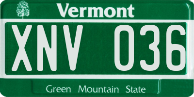 VT license plate XNV036