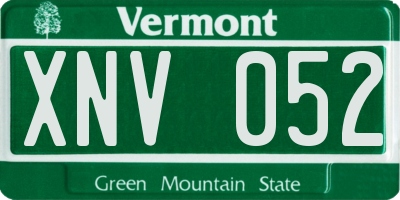 VT license plate XNV052