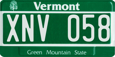 VT license plate XNV058