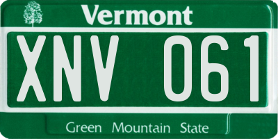VT license plate XNV061