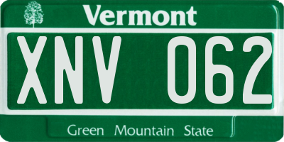 VT license plate XNV062