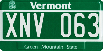 VT license plate XNV063