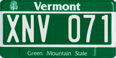 VT license plate XNV071