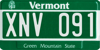 VT license plate XNV091