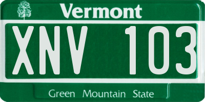 VT license plate XNV103