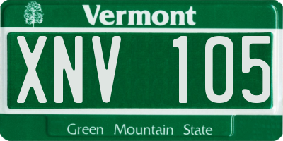 VT license plate XNV105