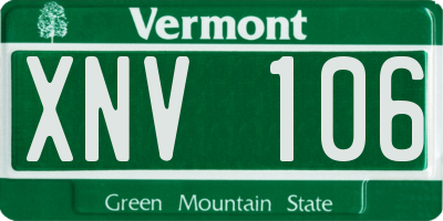 VT license plate XNV106