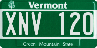 VT license plate XNV120