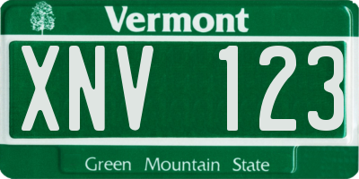 VT license plate XNV123